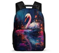 TPISLI Schoolbag Girls with Swan Backpack Kids, Book Bag White Swan Rucksack for 8-16 Years Old Boy, Elementary Primary School Durable Back Pack