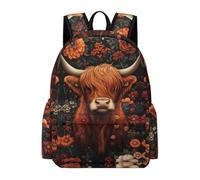 TPISLI Schoolbag Highland Cow Motif Rucksack Kids Backpacks Boys Girls Bull School Backpack for Secondary School Small Bookbag Strap Black Daypack