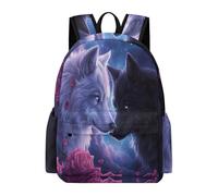 TPISLI Schoolbag Wolf Motif Rucksack Kids Backpacks Boys Girls Wolves Couples School Backpack for Secondary School Small Bookbag Strap Black Daypack