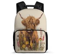 TPISLI SchoolbagHighland Cow Backpack for Boys 7-11 Years Old, School Back Pack Animal Bull Print Rucksack Children Primary, Cute Kids Bookbag for Teens And Girls