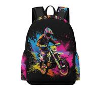 TPISLI Schoolbags for Girls 7-13 Years, Colourful Moto Pattern Kids Backpack Cute Aesthetic Back to School Rucksack Motorbike Back Packs for Primary And Secondary School