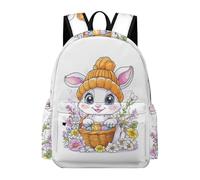 TPISLI Schoolbags for Girls 7-13 Years, Rabbit Easter Theme, Kids Backpack Cute Aesthetic Back to School Rucksack Animal Bunny Motif Back Packs for Primary And Secondary School