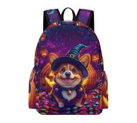 TPISLI Schoolbags for Girls, Aesthetic Back to School Backpack with Halloween Theme Corgis Dog Rucksack Kids Lightweight Travel Puppy Back Pack for Teenage Primary Secondary School Boys