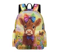 TPISLI Scottish Highland Cattle Daypack Girls Age 11 Cow Book Bag Boys 10-14 Year Olds Durable Cool 14 Inch Laptop Backpack Junior School Hiking Day Trips Daily Carry