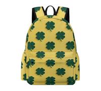 TPISLI Shamrock Motif Rucksack Kids Age 10-14 Clover Leaves Backpack Teens Year 9 Durable Lightweight Back to School Gift Daypack Primary School Travel Daily Use Outdoor Gift