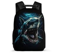 TPISLI Shark Design School Backpack for Boys 8-12 Years Marine Creature Backpack for Students School Years 1-4, Soft Felt Details Lightweight Birthday Gift