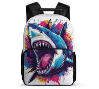 TPISLI Shark Illustration Rucksack Junior School for Girls Boys Primary Age 6-11 Marine Life Rucksack Children, Soft Felt Details Lightweight Daily Essentials