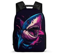 TPISLI Shark Illustration School Backpack Year 2-5 for Girls Boys 7-11 Year Olds Sea Creature Rucksack Kids and Teens, Adjustable Straps Durable Outdoor Day Trips