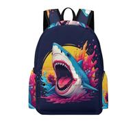 TPISLI Shark Motif Backpack Boys Ages 8-12 Ocean Creature Book Bag Students Year 10 Modern Trendy Outdoor Travel Daypack Primary School Travel Daily Use Outdoor Gift