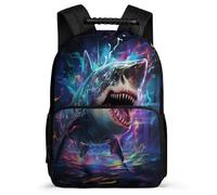 TPISLI Shark Motif Backpack for Boys Girls School Years 2-5 Marine Creature Rucksack for Boys Primary School, Adjustable Straps Lightweight Travel Daily Use