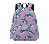 TPISLI Shark Motif Rucksack Girls 10 Year Olds Marine Creature Daypack Kids Year 5-7 Durable Lightweight 11.6 Inch Laptop Daypack Junior School Daily Use Everyday Use