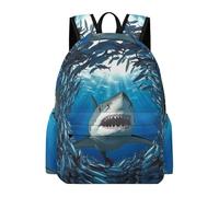 TPISLI Shark Motif School Backpack Kids Age 10-14 Marine Animal Daypack Students Year 6 Durable Lightweight 11.6 Inch Laptop Daypack Primary to Secondary Travel Gift