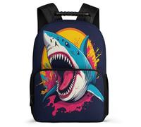 TPISLI Shark Motif School Bag Primary School for Kids and Teens 7-11 Year Olds Marine Life Backpack Students, Side Pockets Padded Back Outdoor Day Trips
