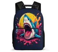 TPISLI Shark Pattern Backpack for Children Age 5-10 Sea Creature Backpack for Kids and Teens School Years 1-4, Soft Felt Details Durable Travel Daily Use
