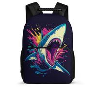 TPISLI Shark Pattern Backpack for Girls Boys Primary Age 6-11 Marine Life Backpack for Girls Boys School Years 1-4, 1680D Fabric Side Pockets Short Trips