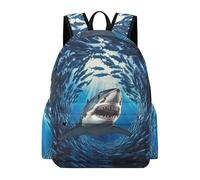 TPISLI Shark Pattern Rucksack Children Age 9 Marine Animal Daypack Students Year 6 Modern Durable 14 Inch Laptop Rucksack Secondary School Outdoor Travel Daily Carry