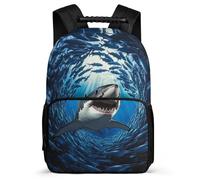 TPISLI Shark Pattern Rucksack for Kids Age 5-10, Marine Animal Bookbag for Boys Girls, Durable Backpack, 1680D Fabric, Primary Classes, Daily Essentials