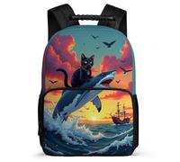 TPISLI Shark Pattern School Backpack for Kids and Teens Age 7-12 Ocean Creature Backpack for Students Primary Classes, Side Pockets Adjustable Straps Travel Daily Use