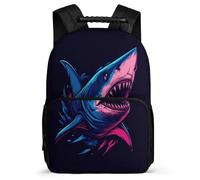 TPISLI Shark Print Backpack for Girls Boys for 5 to 10 Years, Sea Creature School Bag Students, Lightweight Rucksack, Side Pockets, Padded Back, Travel Daily Use