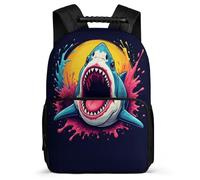 TPISLI Shark Print Bookbag Primary Classes for Kids and Teens 7-11 Year Olds Sea Creature Daypack Kids and Teens, Adjustable Straps 1680D Fabric Outdoor Day Trips