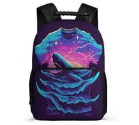 TPISLI Shark Print Daypack for Children Primary School Marine Animal Rucksack School Years 2-5 Kids and Teens, Soft Felt Details Sturdy Handle Outdoor Day Trips