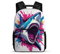 TPISLI Shark Print School Backpack for Kids and Teens Year 3-6 Marine Life Design Daypack for Kids and Teens Year 2-5, Soft Felt Details Lightweight Outdoor Day Trips