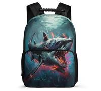 TPISLI Shark Rucksack Junior School for Kids and Teens Primary Age 6-11 Marine Animal Daypack Girls Boys, Adjustable Straps Durable Back to School Gift