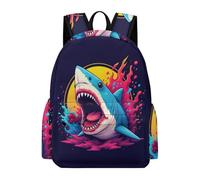 TPISLI Shark School Backpack Girls Year 8 Ocean Creature Rucksack Students Year 6 Lightweight Durable 14 Inch Laptop Rucksack School Years 3-6 Daily Use Daily Carry