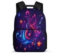 TPISLI Singer Music Lover School Backpack for Boys Year 3-6 Musical Symbols Bookbag for Kids and Teens Primary School, Soft Felt Details Adjustable Straps Short Trips