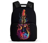 TPISLI Singer Music Lover School Backpack for Students Year 3-6 Guitar Design Rucksack for Kids and Teens Year 3-6, Soft Felt Details Durable Outdoor Day Trips