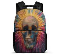 TPISLI Skeleton Design School Backpack Primary School for Kids and Teens Age 5-10 Skull Bookbag Girls Boys, 1680D Fabric Soft Felt Details Short Trips