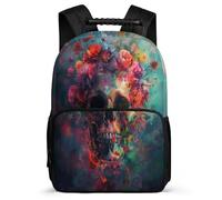 TPISLI Skeleton Printed Bookbag for Students Primary Age 6-11 Skull Daypack for Girls Boys Primary School, Adjustable Straps Side Pockets Short Trips