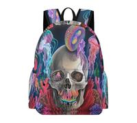 TPISLI Skull Bookbag Girls 10 Year Olds Skeleton School Backpack Boys Ages 9-13 Fashion 14 Inch Laptop Rucksack Primary to Secondary Travel Gift Daily Carry