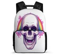 TPISLI Skull Design Bookbag for Girls 7-11 Year Olds Skeleton Motif Daypack for Girls Boys Primary School, Adjustable Straps 1680D Fabric Outdoor Day Trips