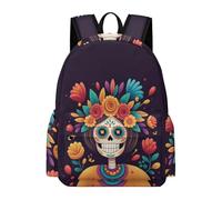 TPISLI Skull Flowers Bookbag Teens 12-16 Year Olds Skeleton Rucksack Students Year 9 Fashion Lightweight 14 Inch Laptop Backpack School Years 7-10 Travel Use School Gift