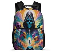 TPISLI Skull Motif Backpack Primary Classes for Boys Girls Age 7-12 Skeleton Backpack Kids and Teens, Sturdy Handle Adjustable Straps Back to School Gift