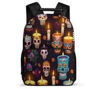 TPISLI Skull Pattern Backpack Year 2-5 for Girls Boys 7-11 Year Olds Skeleton School Bag Kids and Teens, 1680D Fabric Lightweight Back to School Gift