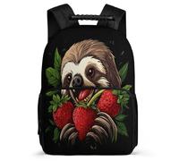 TPISLI Sloth Strawberry Motif Rucksack for Kids and Teens Primary Classes Animal Rucksack 7-11 Year Olds Boys, Soft Felt Details Sturdy Handle Birthday Gift