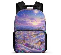 TPISLI Snow Scene Rucksack for Kids Primary School Beautiful Winter Theme Bookbag Primary Age 6-11 Students, Adjustable Straps Sturdy Handle Back to School Gift