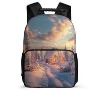 TPISLI Snowy Scenery Backpack for Boys Girls Primary School Landscapes Bookbag School Years 2-5 Children, Soft Felt Details Lightweight Outdoor Day Trips