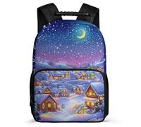 TPISLI Snowy Scenery School Bag for Boys Girls Primary Classes Landscapes School Bag 7-11 Year Olds Students, Lightweight Soft Felt Details Outdoor Day Trips