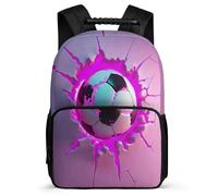 TPISLI Soccer 3D Print Bookbag for Girls Boys Age 7-12 Pink Football Rucksack for Kids and Teens Primary School, Adjustable Straps Side Pockets School Travel
