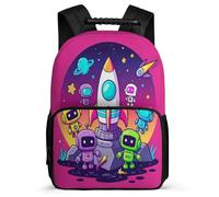 TPISLI Space Rocket School Backpack Year 2-5 for Boys Girls School Years 2-5 Aliens Backpack Children, Padded Back Adjustable Straps Daily Essentials