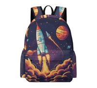 TPISLI Space Rocket School Bag for Boys Girls Year 5-9 Backpack Planets Rucksack for Study Days, Modern Outdoor Rucksack for Daily Lessons and Weekend Travel