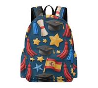 TPISLI Spain Flag Daypack Kids School Years 5-9 Graduation Theme Backpack Girls Ages 9-13 Durable Cool 14 Inch Laptop Rucksack Secondary School Hiking Travel Travel Use