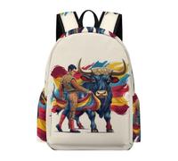 TPISLI Spanish Bullfighting Backpack Teens 12-16 Year Olds Bull Motif Rucksack Girls Year 3 Lightweight Durable Spring Outing Backpack Junior School Hiking Day Trips