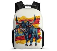 TPISLI Spanish Bullfighting Rucksack for Students Ages 6-10 Animal Bull Bookbag for Students School Years 1-4, Sturdy Handle Adjustable Straps Back to School Gift