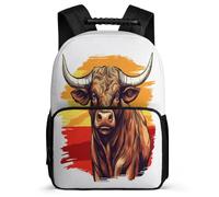 TPISLI Spanish Bullfighting School Backpack for Boy Girl Aesthetic Kids Bookbag Bull Backpack for Elementary Middle Students 15.7inch Book Bags Back to School Gifts