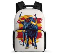 TPISLI Spanish Bullfighting School Backpack Primary School for Kids and Teens Age 5-10 Cattle Pattern Bookbag Girls Boys, 1680D Fabric Soft Felt Details Short Trips