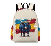 TPISLI Spanish Fighting Bull Bookbag Boys 8 Year Olds Cattle Rucksack Girls Ages 9-13 Modern Trendy 14 Inch Laptop Rucksack Secondary School Outdoor Travel Use